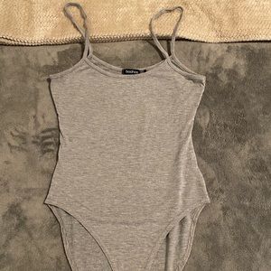 Grey Spaghetti Strap Bodysuit